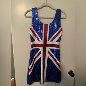 Union Jack Sequin Dress. Size small.